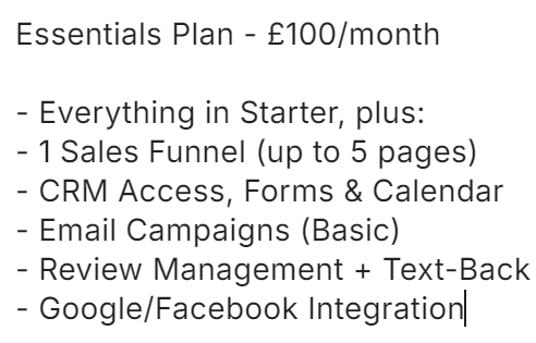 Essentials Plan